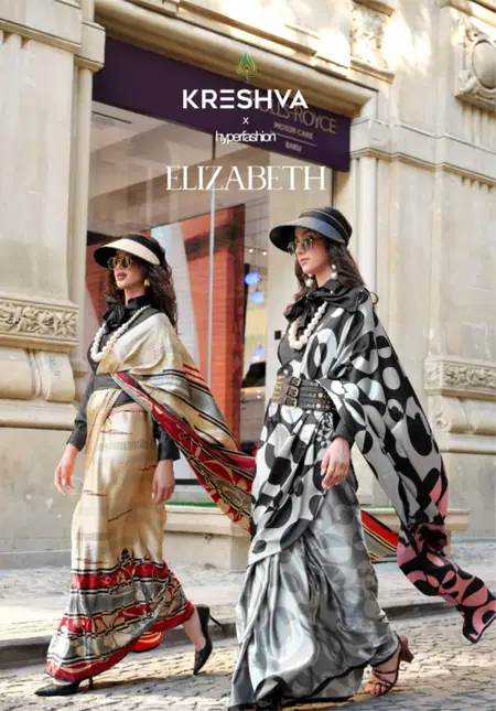 Elizabeth By Kreshva Spanish Satin Occasion Wear Saree Wholesale Online